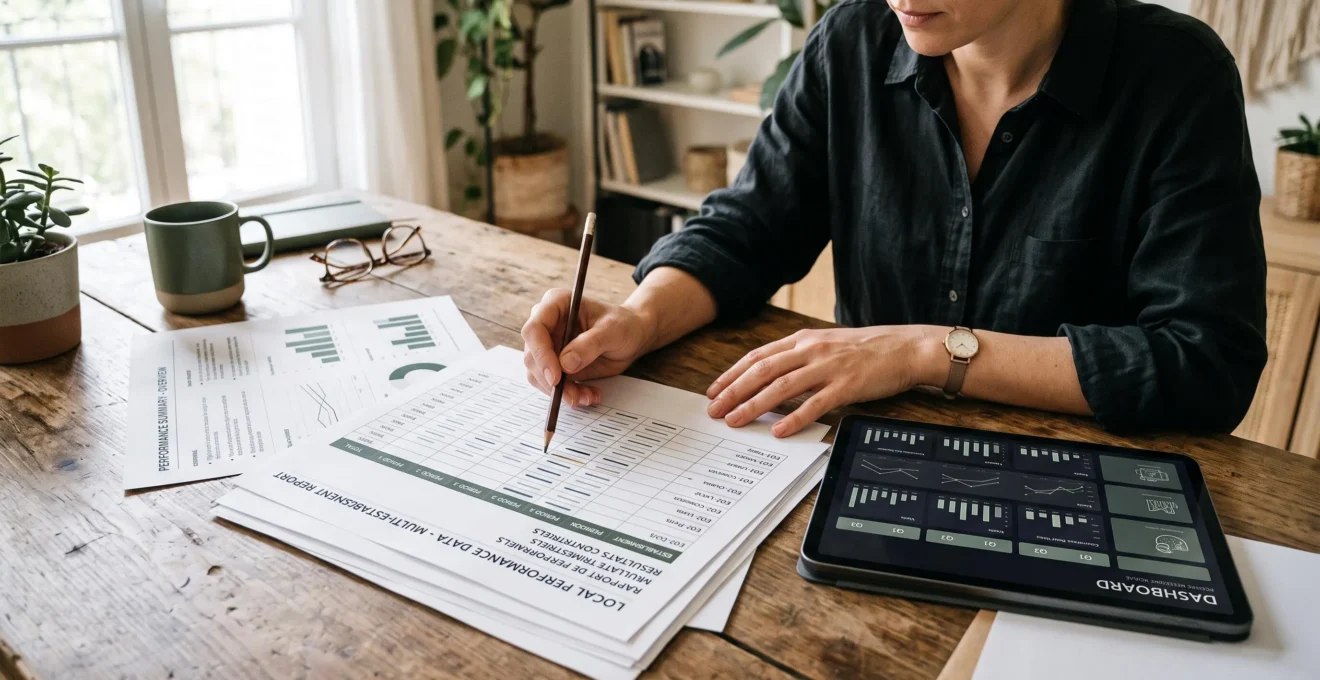 Analyse d'un tableau de reporting local organisé par établissement et par période.